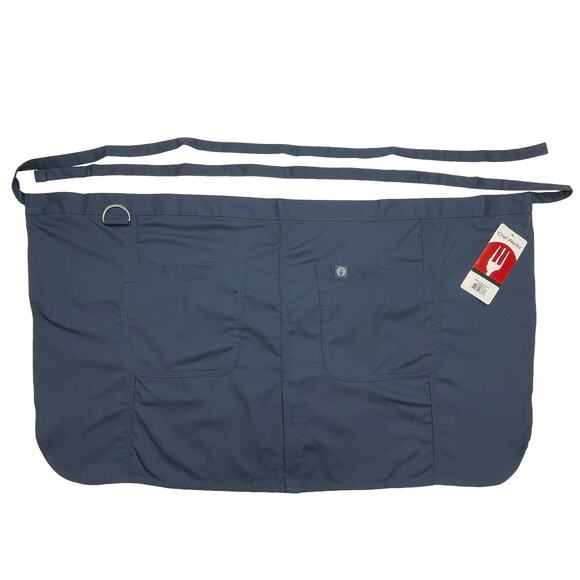 Chef Works Unisex Brio Half Bistro Apron Sz One Size New $23 Blue Cotton Blend - Picture 3 of 12